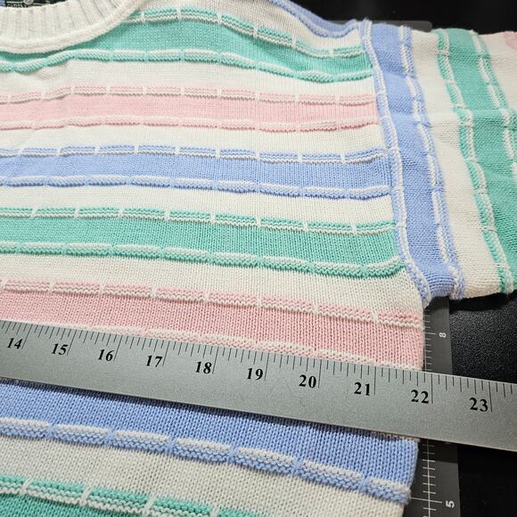 Vintage Cabin Creek Sweater Mens Med White Pink 90s Spring Cosby Cottage Preppy - Picture 9 of 9